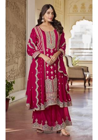 Picture of Nice Chiffon Deep Pink Straight Cut Salwar Kameez