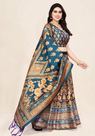 Picture of Delightful Satin & Silk Sea Green Lehenga Choli