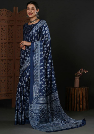 Picture of Beautiful Silk Dark Slate Grey Saree