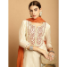 Picture of Rayon & Chiffon Antique White Readymade Salwar Kameez