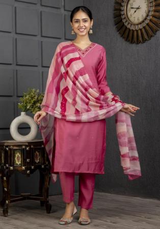 Picture of Excellent Chiffon Pink Readymade Salwar Kameez