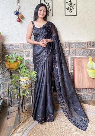 Picture of Radiant Georgette Black Saree