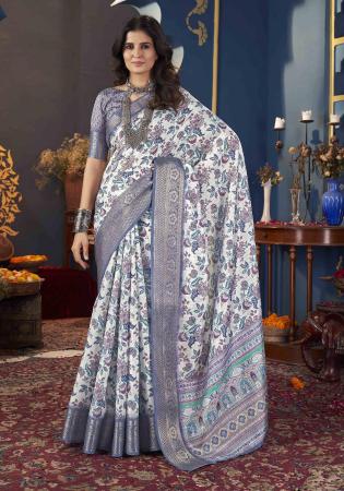 Picture of Delightful Silk Light Steel Blue Saree