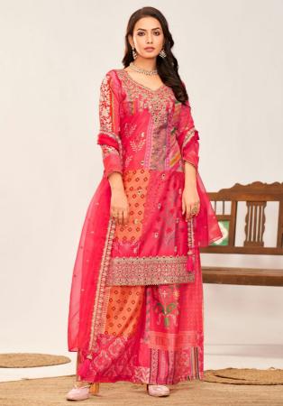 Picture of Chiffon Light Coral Straight Cut Salwar Kameez