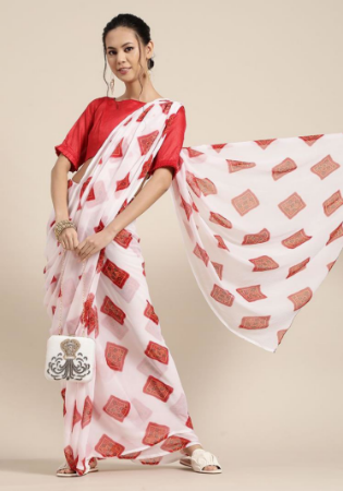 Picture of Resplendent Cotton & Silk White Saree