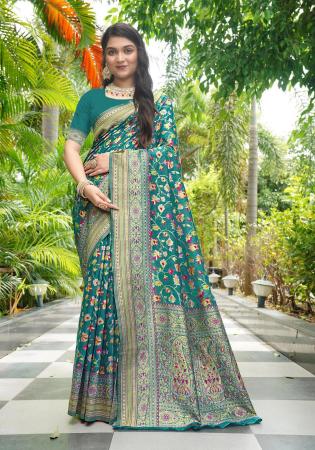 Picture of Amazing Satin & Silk Sea Green Saree