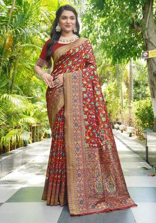 Picture of Stunning Satin & Silk Maroon Saree