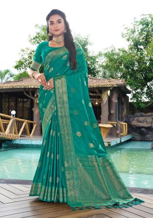 Picture of Enticing Satin & Silk Teal Saree