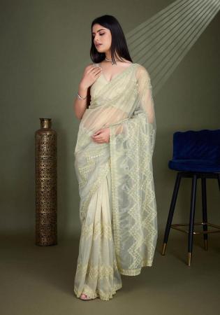 Picture of Enticing Net & Silk Beige Saree