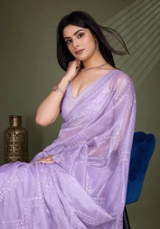 Picture of Alluring Net & Silk Medium Purple Saree