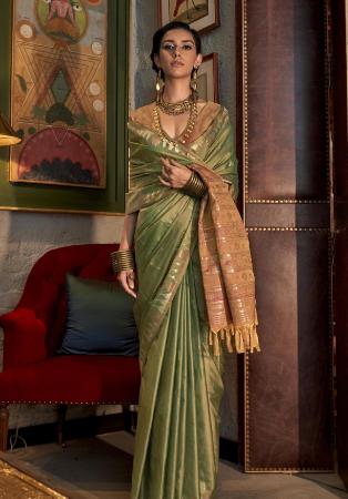 Picture of Gorgeous Silk Dark Olive Green Saree