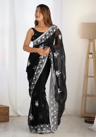 Picture of Fine Georgette Black Saree