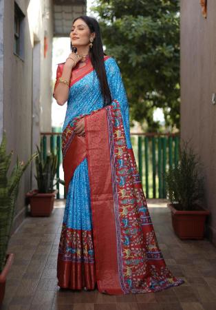 Picture of Amazing Silk Turquoise Saree