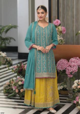 Picture of Ravishing Chiffon Teal Readymade Salwar Kameez