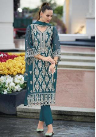 Picture of Sublime Organza Teal Readymade Salwar Kameez