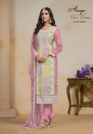 Picture of Organza Rosy Brown Straight Cut Salwar Kameez