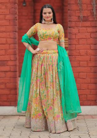 Picture of Shapely Organza Dark Khaki Lehenga Choli