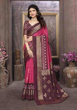 Picture of Stunning Cotton & Silk Fire Brick Saree