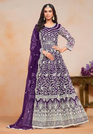 Picture of Sublime Net Purple Party Wear Gown