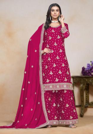 Picture of Chiffon Light Pink Straight Cut Salwar Kameez