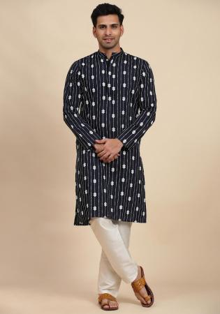 Picture of Elegant Rayon Navy Blue Kurtas