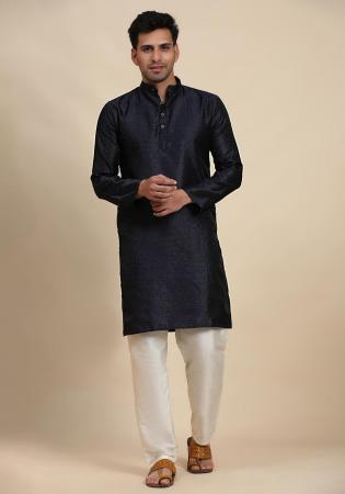 Picture of Charming Rayon Navy Blue Kurtas