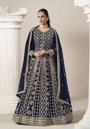 Picture of Georgette Midnight Blue Anarkali Salwar Kameez