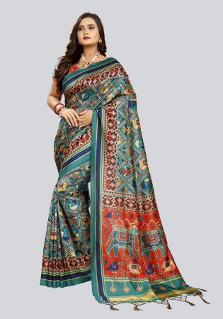 Picture of Fascinating Silk Cadet Blue Saree