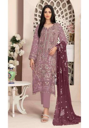 Picture of Georgette Rosy Brown Straight Cut Salwar Kameez