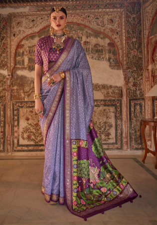 Picture of Stunning Silk Light Slate Grey Saree