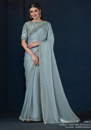 Picture of Marvelous Crepe & Satin & Silk Powder Blue Saree