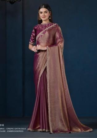 Picture of Elegant Crepe & Satin & Silk Dim Gray Saree