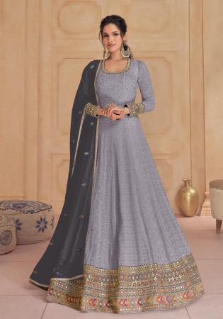 Picture of Lovely Georgette Dim Gray Anarkali Salwar Kameez