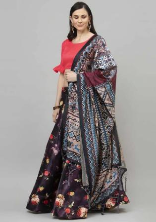 Picture of Enticing Satin & Silk Dark Slate Grey Lehenga Choli