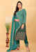 Picture of Georgette & Silk Sea Green Straight Cut Salwar Kameez