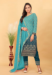 Picture of Georgette & Silk Steel Blue Straight Cut Salwar Kameez