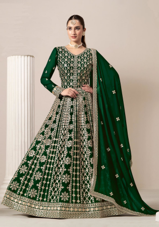 Picture of Beauteous Georgette Dark Green Anarkali Salwar Kameez