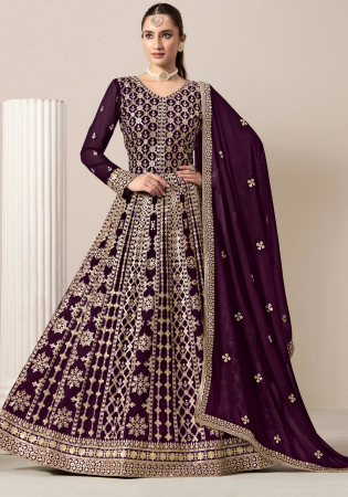 Picture of Comely Georgette Purple Anarkali Salwar Kameez