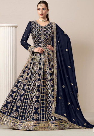 Picture of Georgette Midnight Blue Anarkali Salwar Kameez