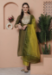 Picture of Silk Dark Olive Green Readymade Salwar Kameez