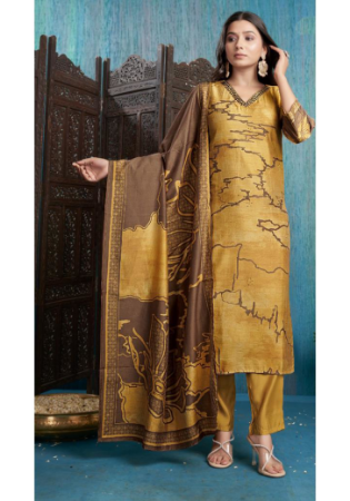 Picture of Sublime Silk Dark Khaki Readymade Salwar Kameez