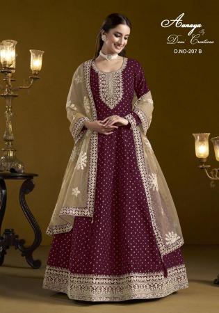 Picture of Marvelous Chiffon Maroon Anarkali Salwar Kameez