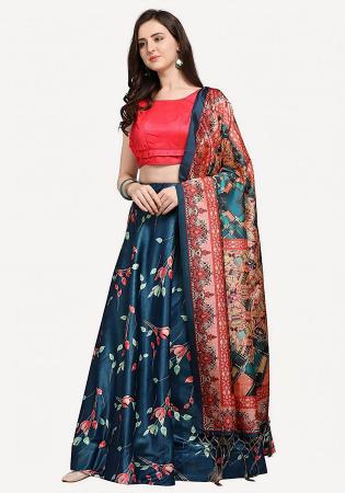 Picture of Shapely Satin & Silk Dark Slate Blue Lehenga Choli