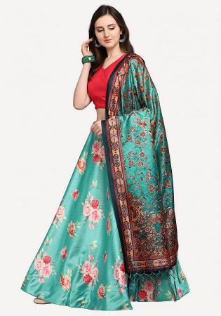 Picture of Satin & Silk Medium Aqua Marine Lehenga Choli