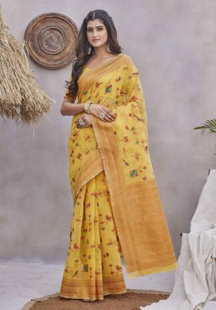 Picture of Superb Linen & Silk Dark Khaki Saree