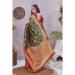 Picture of Comely Linen & Silk Dark Olive Green Saree