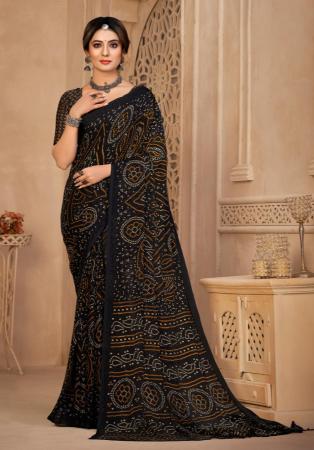 Picture of Delightful Chiffon Dark Olive Green Saree