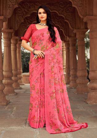 Picture of Gorgeous Chiffon Salmon Saree