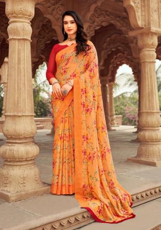 Picture of Pretty Chiffon Sandy Brown Saree