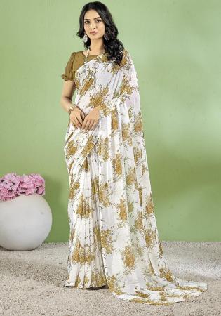 Picture of Beauteous Chiffon Off White Saree